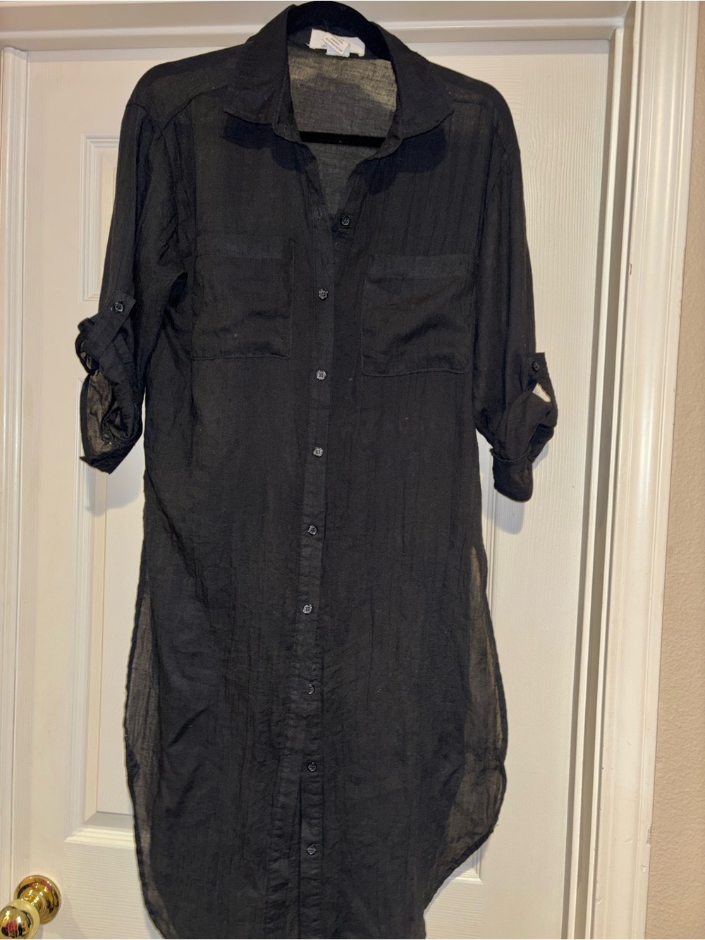 L.I.F.E long gauzy swim cover Black Solid - small